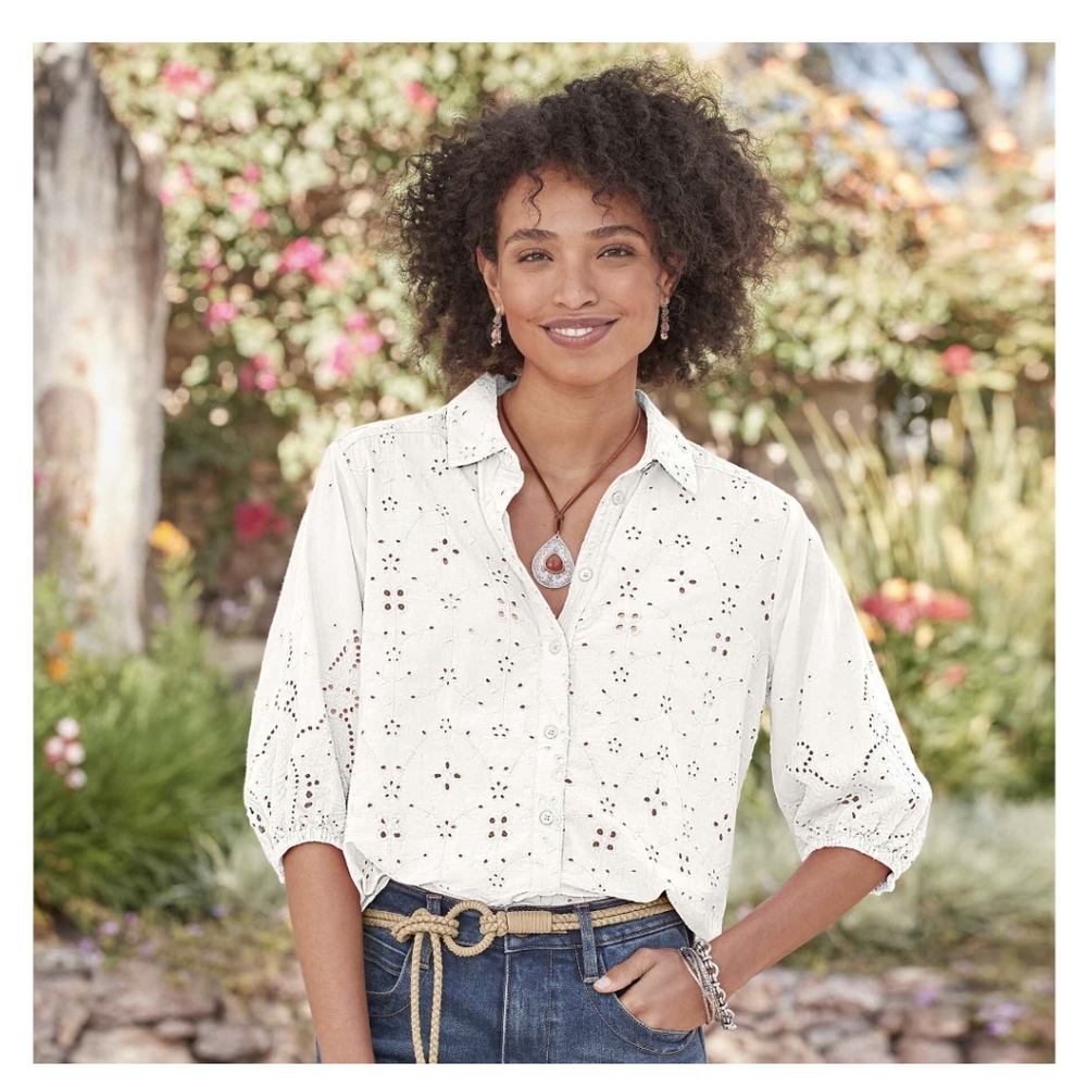 Sundance Corsica eyelet top in cream
